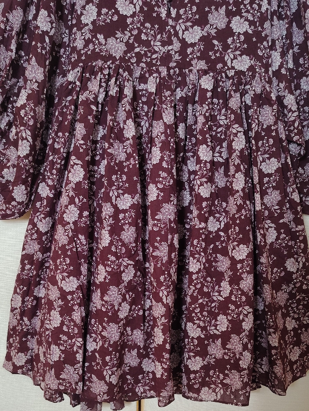 Madewell Splitneck Puff-Sleeve Mini Dress - Olivia Floral Dark Fig - Size M - Picture 7 of 12